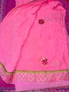 Pure Georgette  Pink Embroidered Saree