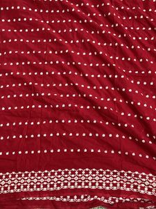 Damaged Red Cotton N Purple Saree For Grabs