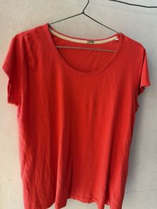 Orange Short Sleeve Casual Tee