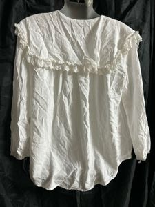 White Ruffle Detail Blouse