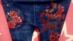 Floral Print Denim Leggings