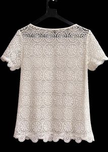 Bannana Republic White Lace Short Sleeve Top
