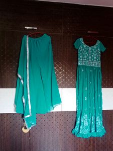 Teal Embellished Anarkali Dress