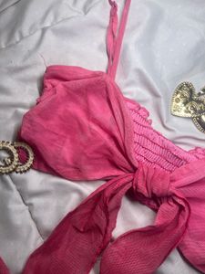 Pink Bow Crop Top