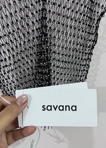 Savana Sparkly Black Mesh Crop Top