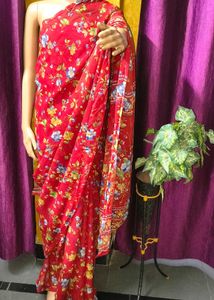 Beautiful Red Floral Saree