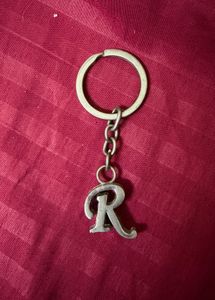 Initial 'R' Silver Keychain