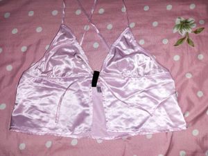 Satin Halter Neck Crop Top