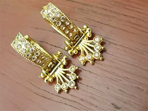 Elegant Gold-Tone Clip-On Earrings with Crystals