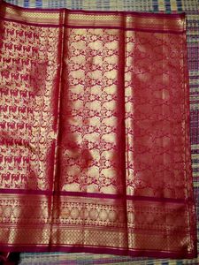 Elegant DarkRed/Maroon shade &amp; Gold Silk Saree