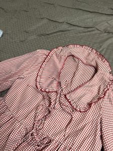 Red Gingham Peplum Blouse
