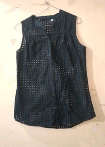 Stylish Sleeveless Eyelet Top