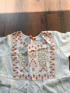 White Embroidered Anarkali Gown ( L size )