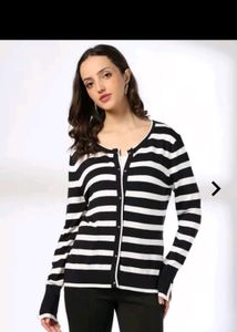 Black & White Striped Cardigan