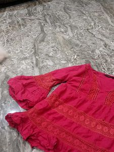 Boho Cotton Kurta with Lace Details