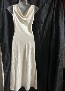 Elegant Satin Cowl Neck Dress