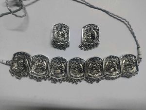 Oxidised Temple Design Necklace Set