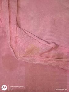 Long Pink Synthetic Top With Stones
