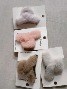 Fuzzy Plush Hair Claw Clips in 4 set
