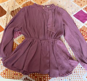 Chic Purple Pleated Top