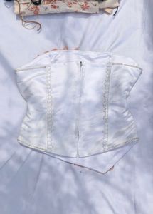 pretty white embroidered corset