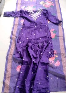 Purple Floral Kurta Set