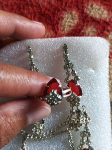 Stunning Red and Silver Jewelry Set