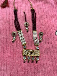 Elegant Kundan & Pearl Necklace Set
