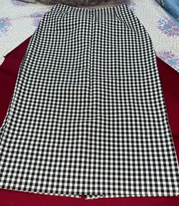 Classic Gingham Print Midi Skirt