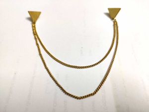 Gold Chain Collar Brooch with Triangle Design