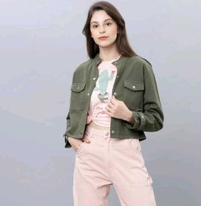Green Cropped Utility Jacket