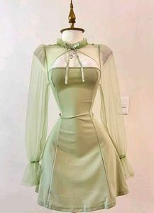 Arm y2k gothic net jacket olive dress