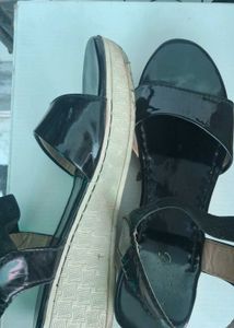 Black Wedge Sandals