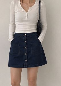 Dark Wash Denim A-Line Skirt