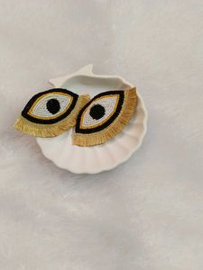 Evil Eye Beaded Fan Earrings