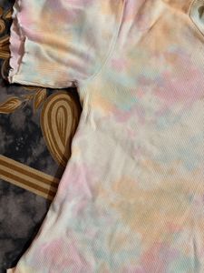 Tie-Dye Ribbed Mock Neck Top