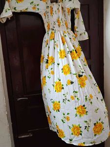 White Floral Print Maxi Dress