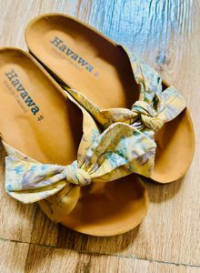 Floral Bow Slides Sandals- Size 40 (UK8)