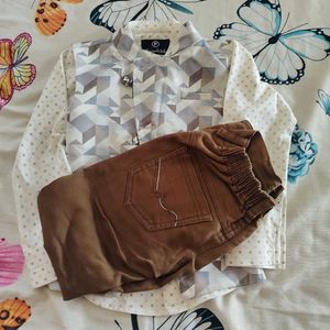 Geometric Print Button-Up Shirt