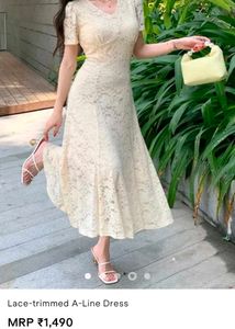 Elegant Lace-trimmed A-Line Dress