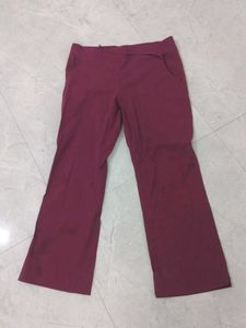 Maroon Wide Leg Casual Pants