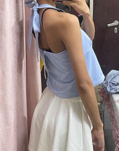 Cute Blue Halter Neck Top