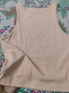 Peach Ribbed Cropped Tank Top
