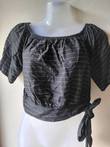 Striped Off-Shoulder Crop Top
