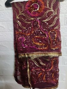 Party WearTissue Silk Dupatta with Pretty Lace &amp; S