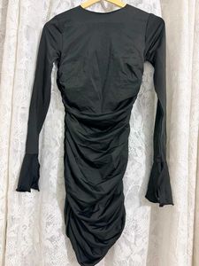 XS Diamond lady  Black Ruched Mini Dress