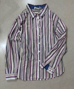 stripped button-up shirt