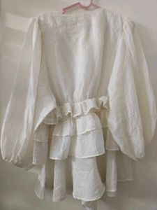 White Ruffled Mini Dress
