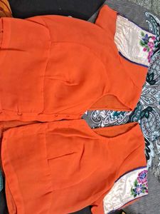 Orange Embroidered Saree