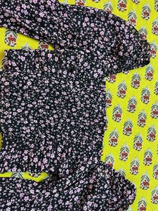 Floral Ruched Long Sleeve Top